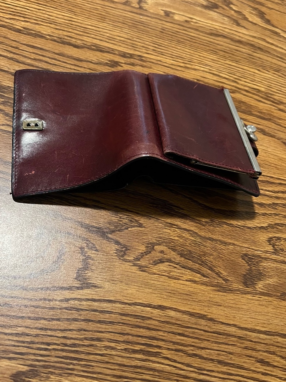 Etienne Aigner Burgundy Leather Snap Wallet - Picture 3 of 10